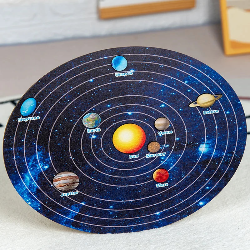 Wooden Solar System Board Montessori Astronomy Toy | Children's Learning Puzzle