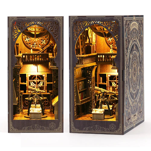 Astronomy Museum Book Nook Wooden Bookshelf Insert | DIY Miniature Gift Kit