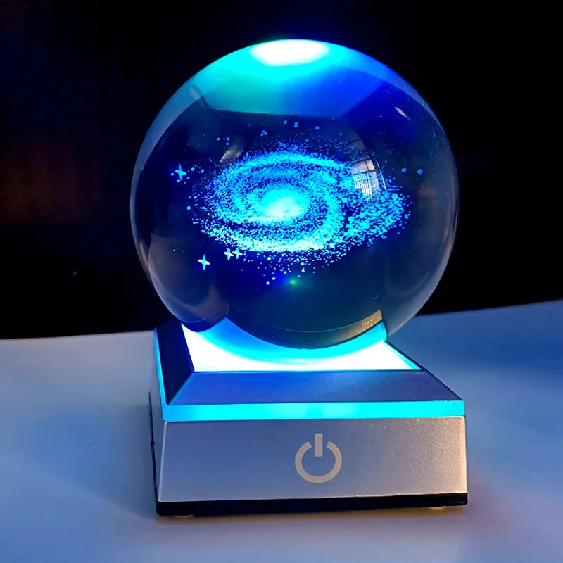 3D Laser Engraved Planet Ball Premium Crystal Glass | Desktop Decor & Photography Prop