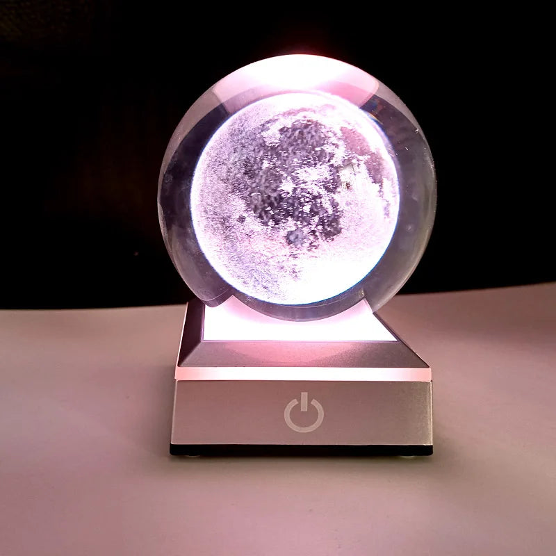 3D Laser Engraved Planet Ball Premium Crystal Glass | Desktop Decor & Photography Prop
