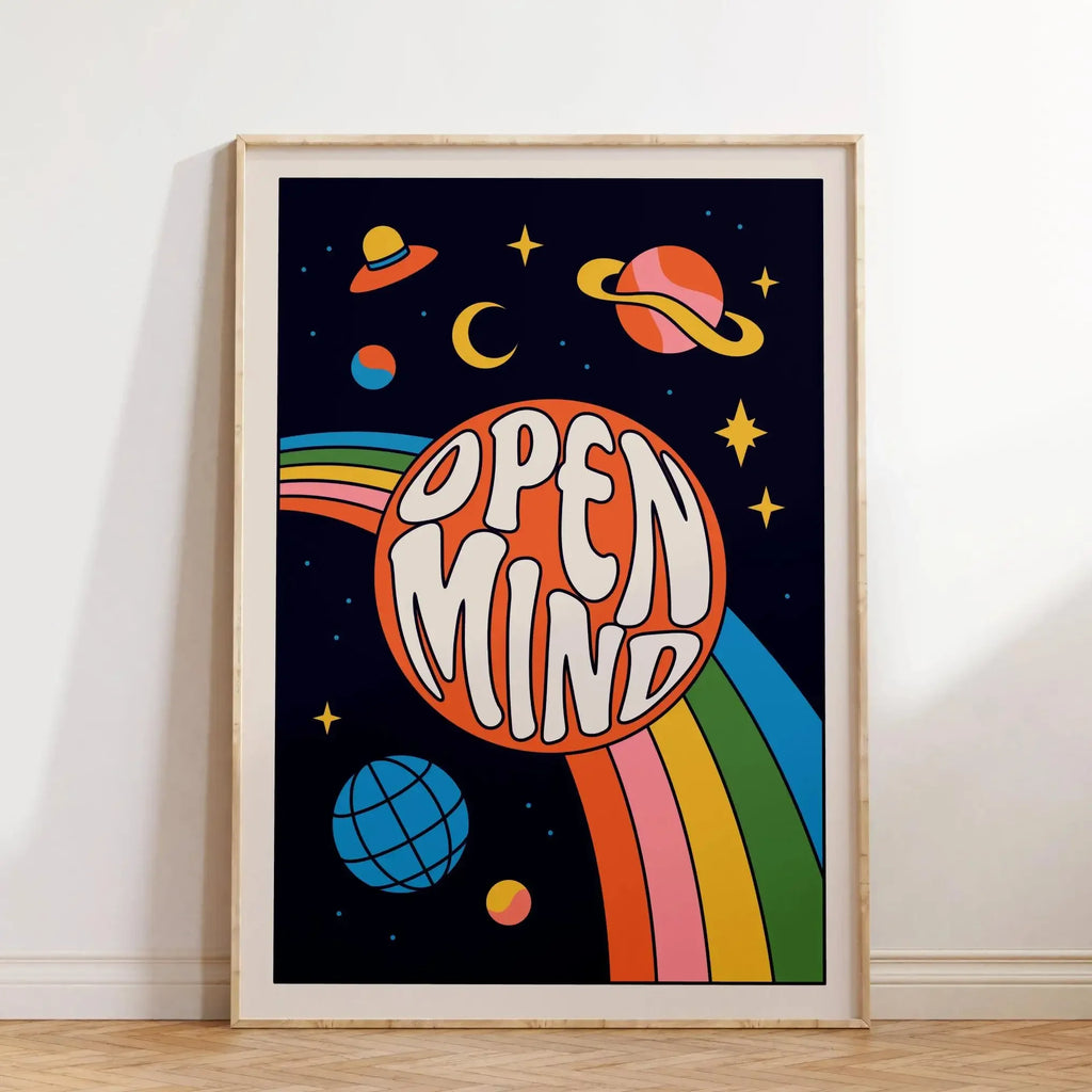 Retro Solar System Canvas Wall Art | Astronaut & Moon