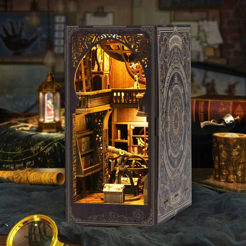 Astronomy Museum Book Nook Wooden Bookshelf Insert | DIY Miniature Gift Kit