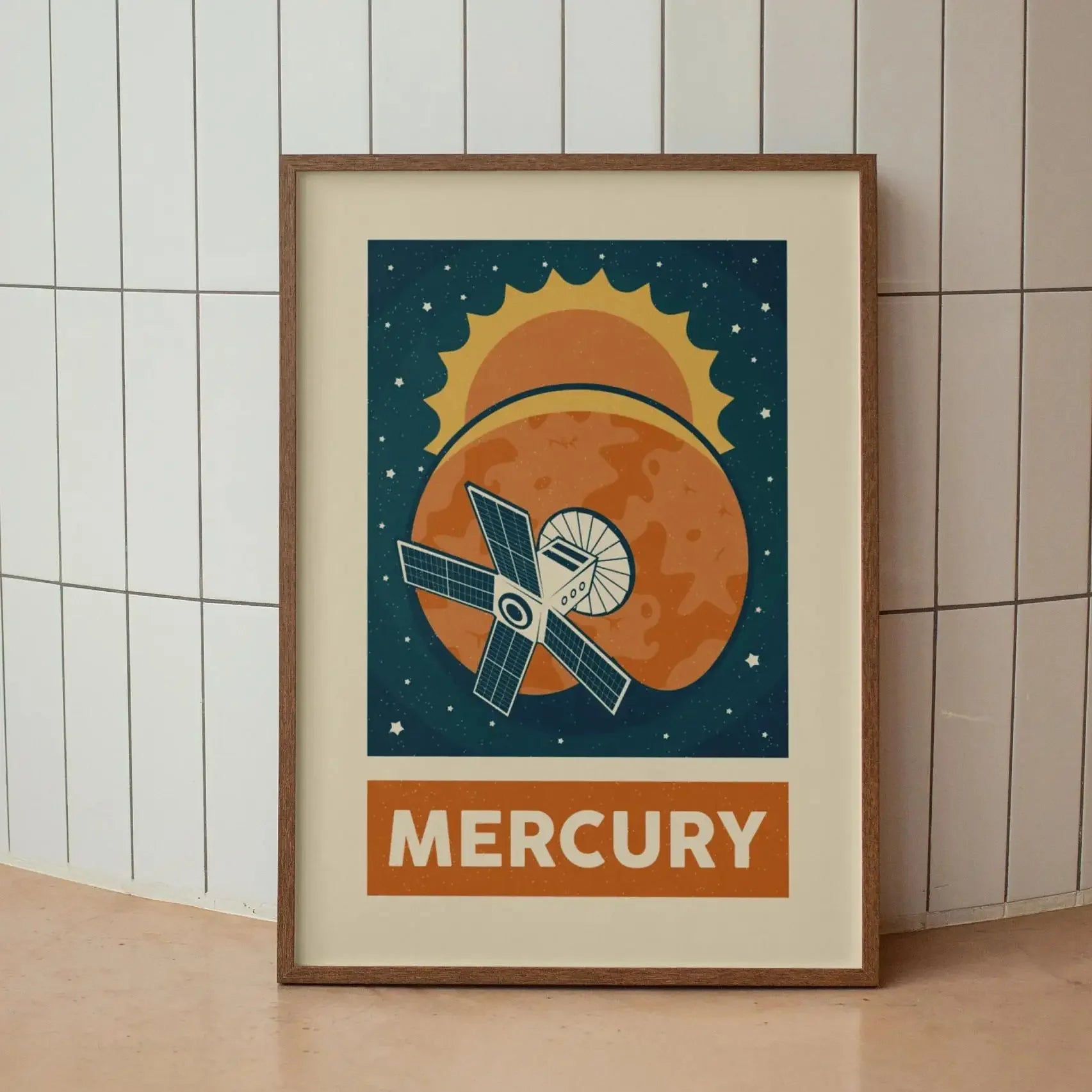 Retro Solar System Canvas Wall Art | Astronaut & Moon