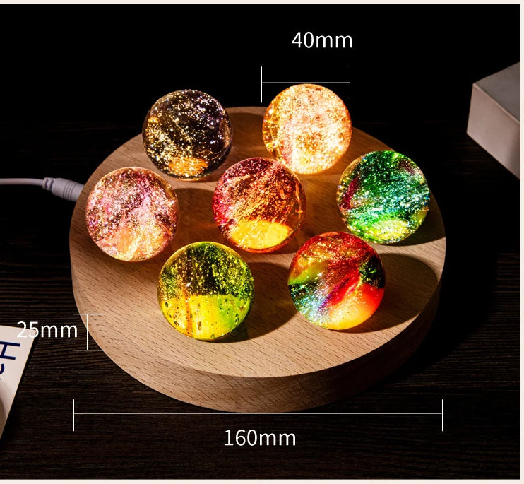 Colorful Glass Star & Planet Ball | Luminous Cosmic Home Décor