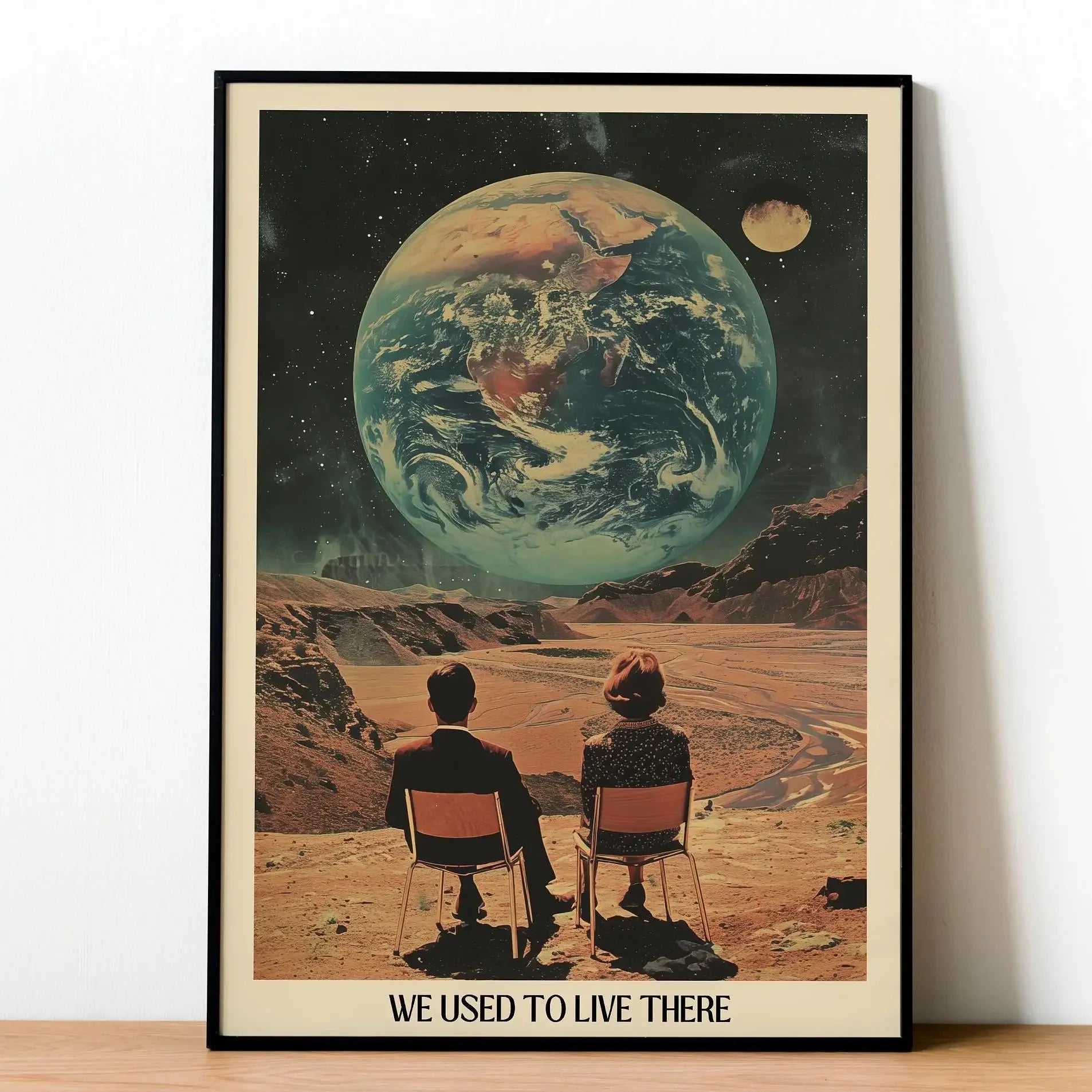 Retro Solar System Canvas Wall Art | Astronaut & Moon