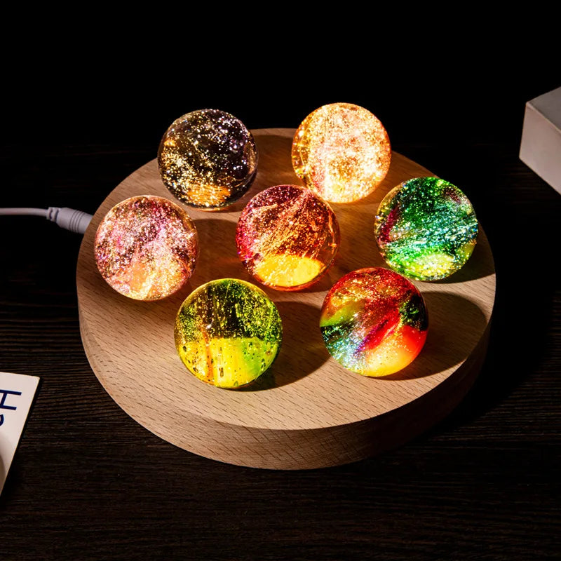 Colorful Glass Star & Planet Ball | Luminous Cosmic Home Décor
