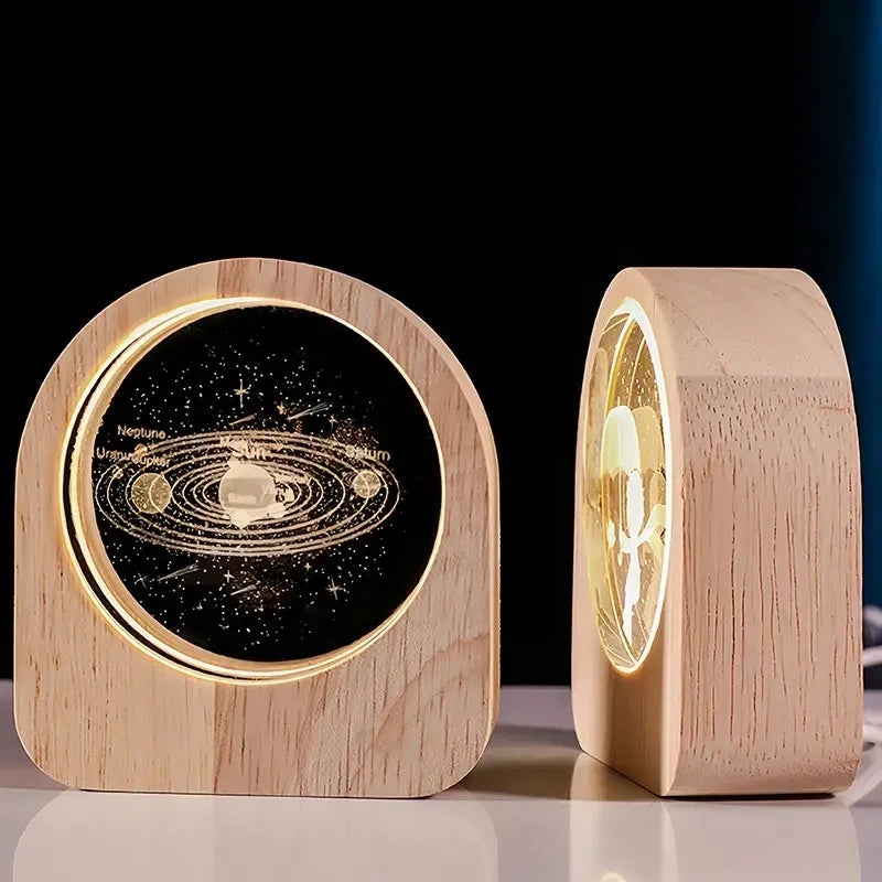 3D Crystal Solar System Glass Decoration | Laser Engraved