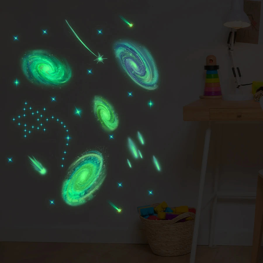 Green Glow-in-the-Dark Solar System Stickers | Astronomy Room Decor