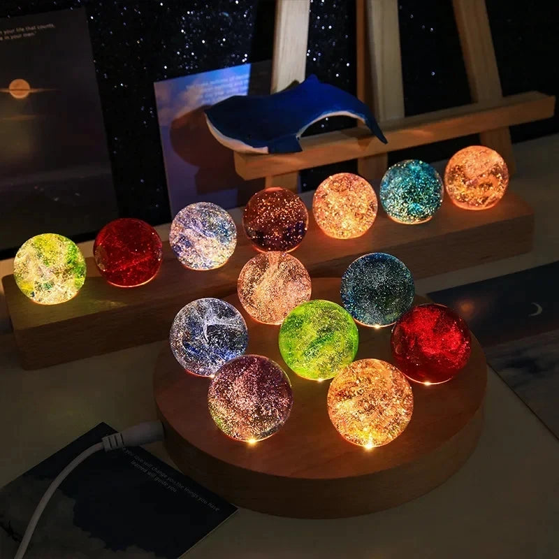 Colorful Glass Star & Planet Ball | Luminous Cosmic Home Décor