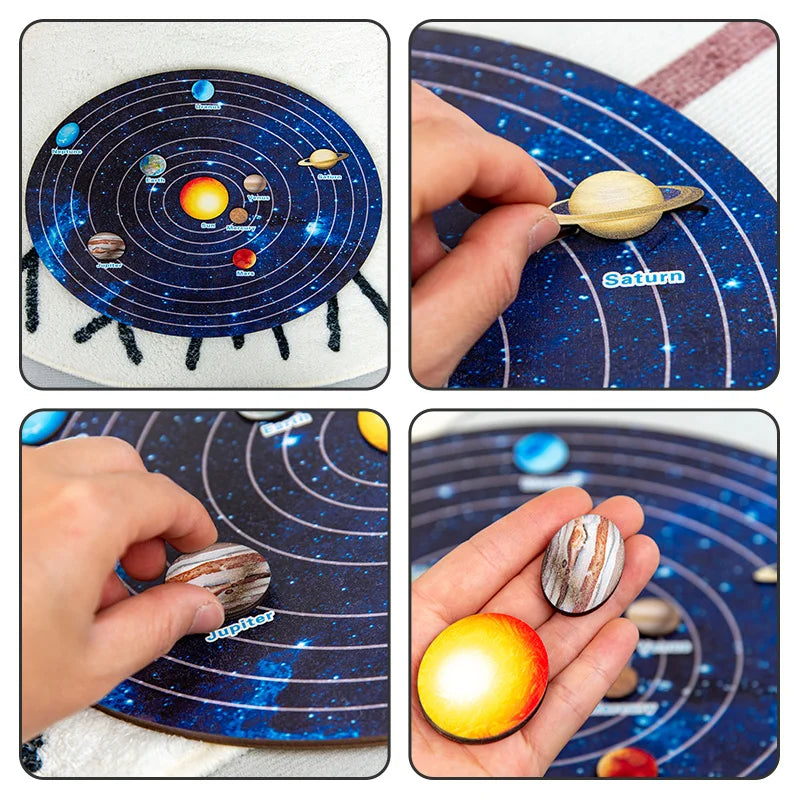Wooden Solar System Board Montessori Astronomy Toy | Children's Learning Puzzle