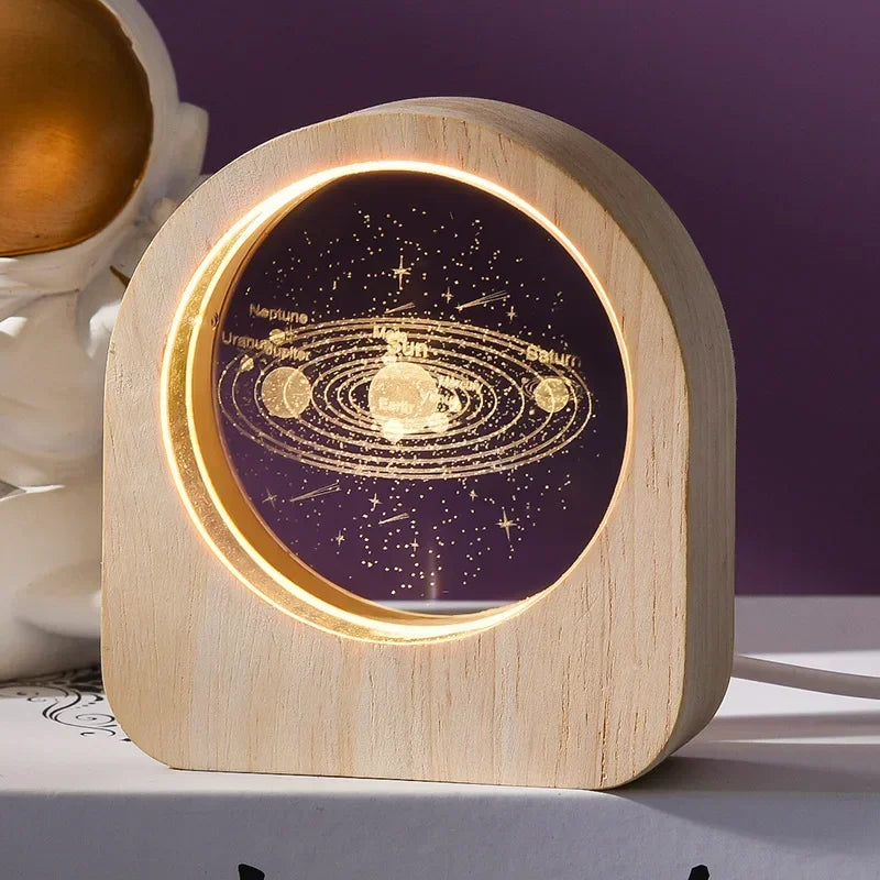 3D Crystal Solar System Glass Decoration | Laser Engraved