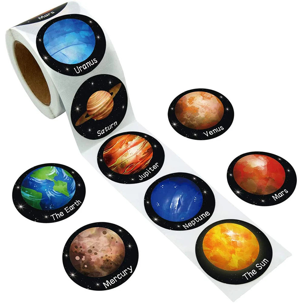 Solar System Planet Stickers 100-500 Pieces | Outer Space Reward Labels