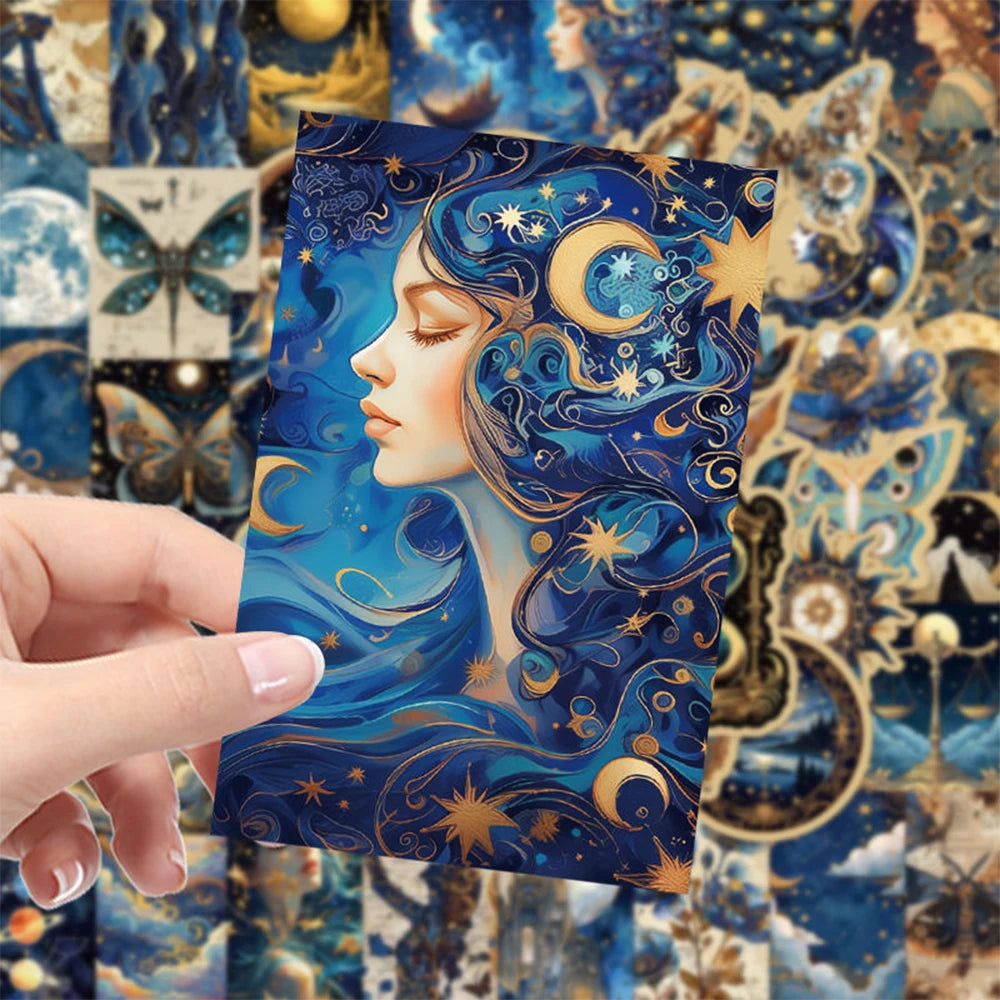 50pcs Retro Universe Stickers | Moon, Planets & Galaxy