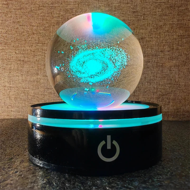 3D Laser Engraved Planet Ball Premium Crystal Glass | Desktop Decor & Photography Prop