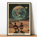 Retro Solar System Canvas Wall Art | Astronaut & Moon