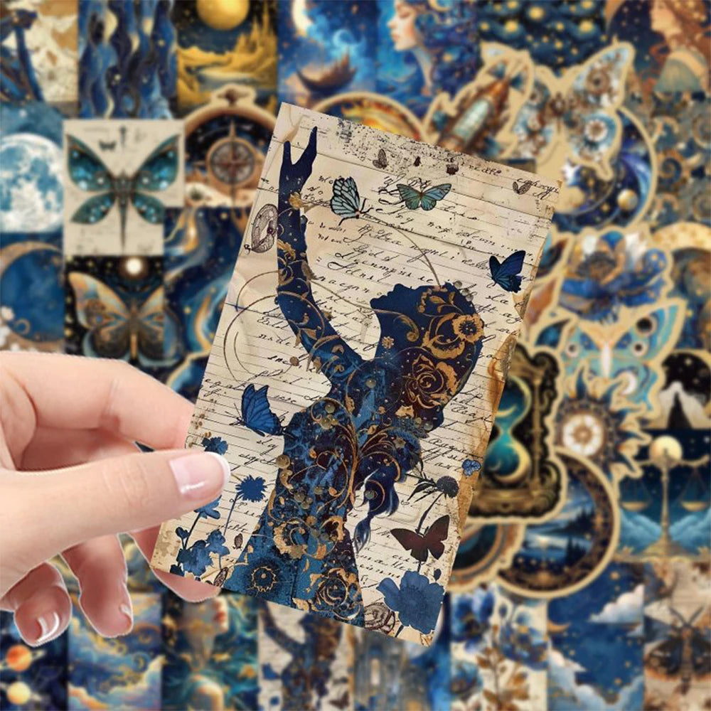 50pcs Retro Universe Stickers | Moon, Planets & Galaxy