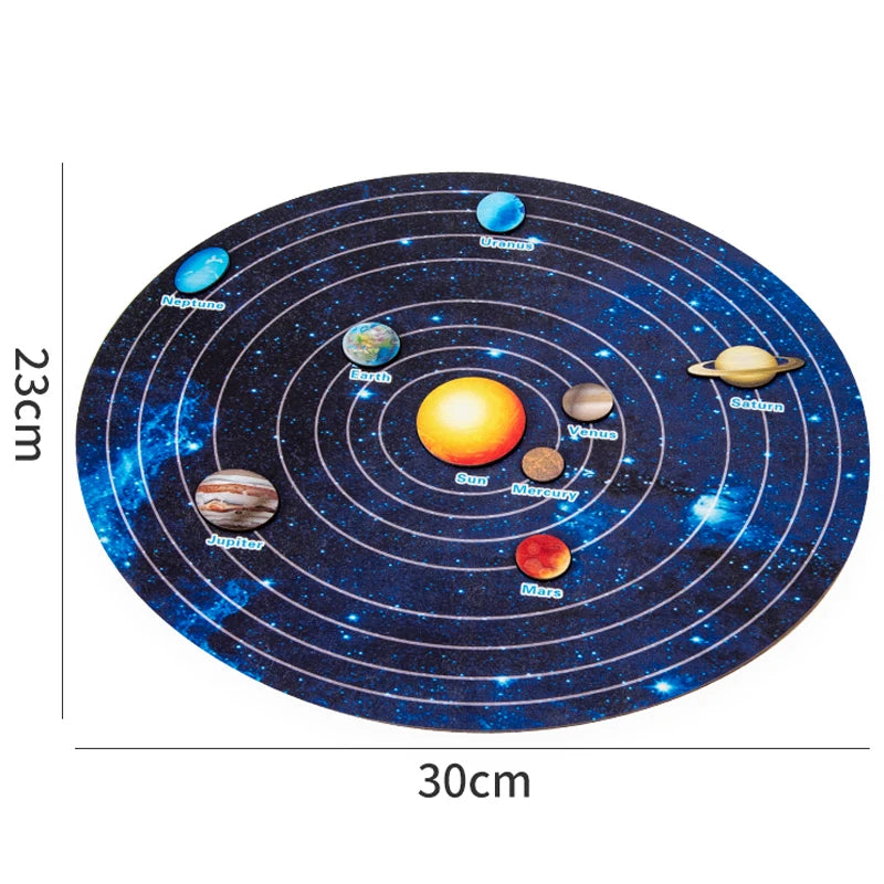 Wooden Solar System Board Montessori Astronomy Toy | Children's Learning Puzzle