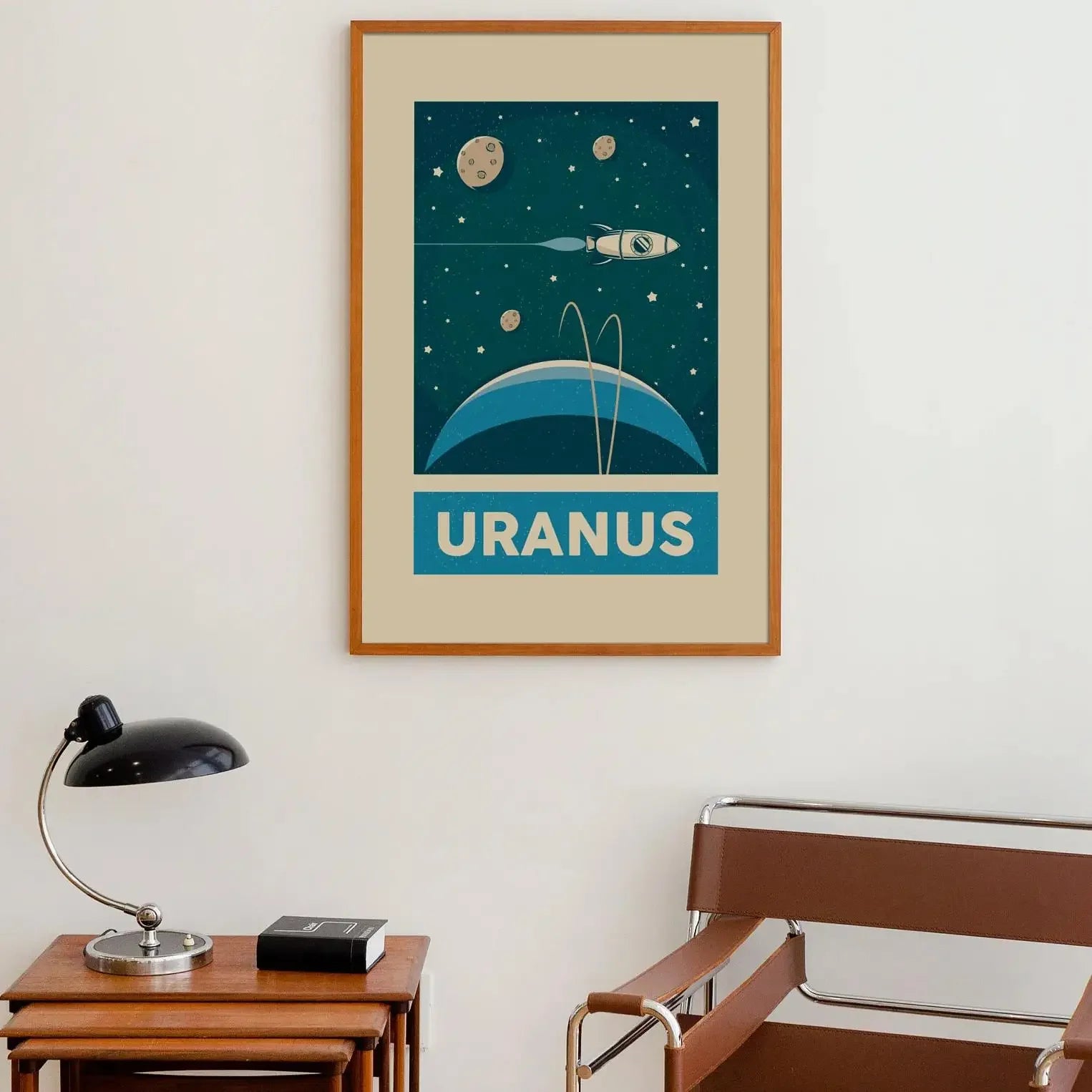 Retro Solar System Canvas Wall Art | Astronaut & Moon