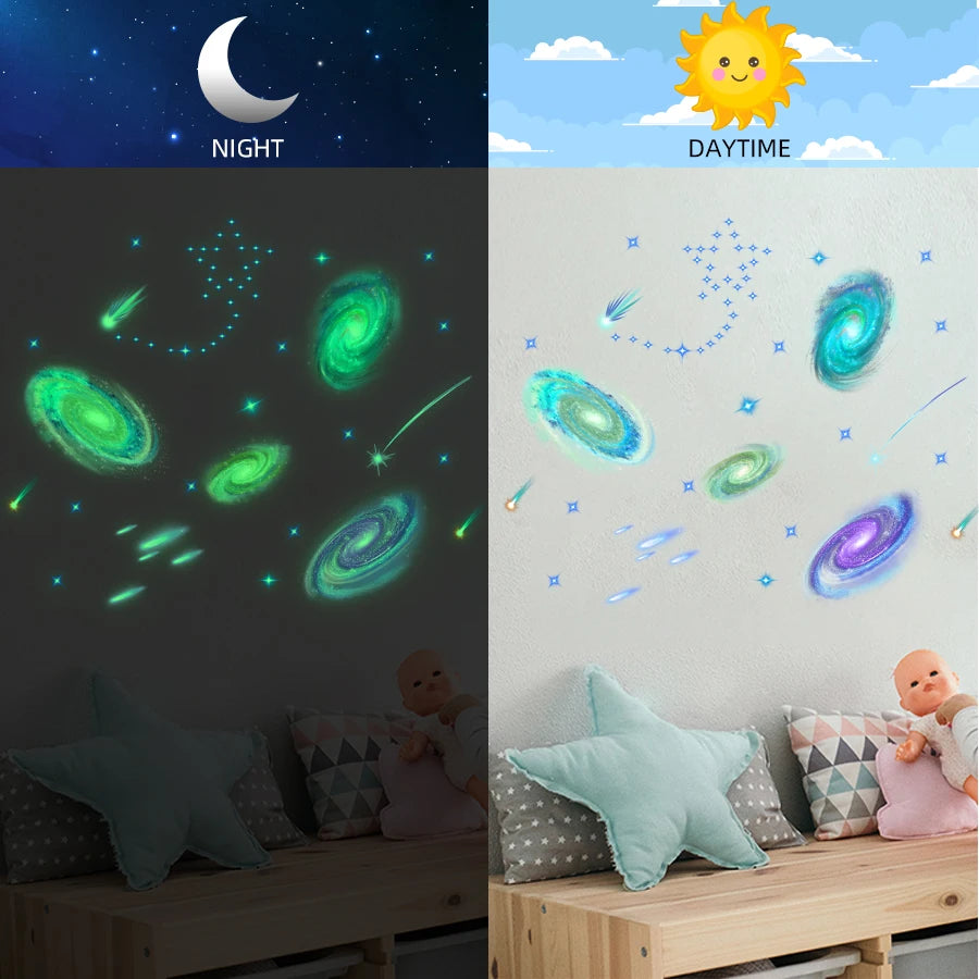 Green Glow-in-the-Dark Solar System Stickers | Astronomy Room Decor