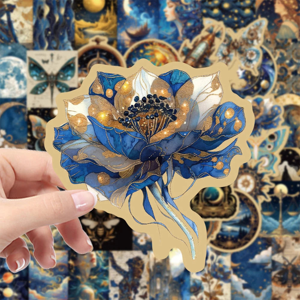 50pcs Retro Universe Stickers | Moon, Planets & Galaxy