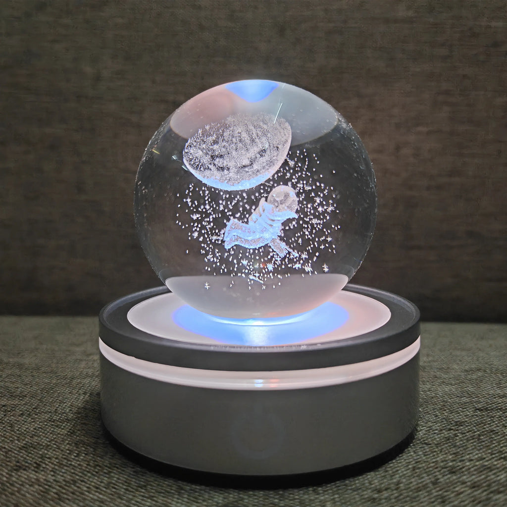3D Laser Engraved Planet Ball Premium Crystal Glass | Desktop Decor & Photography Prop
