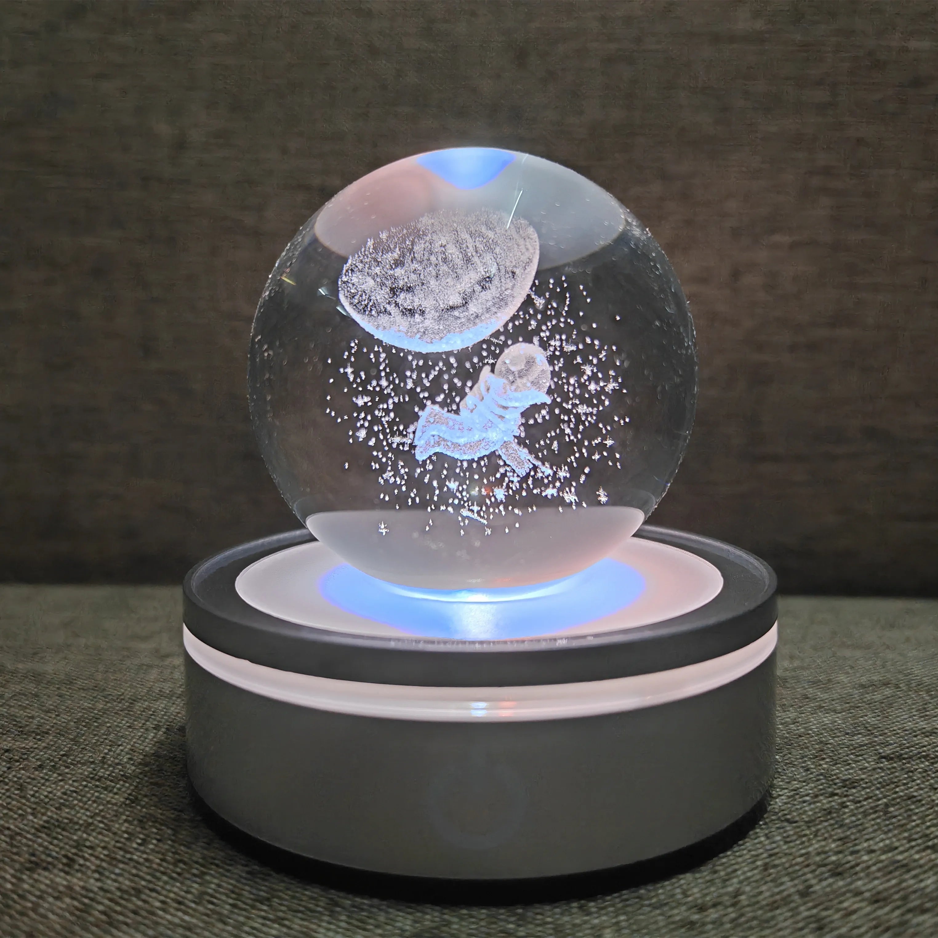 3D Laser Engraved Planet Ball Premium Crystal Glass | Desktop Decor & Photography Prop