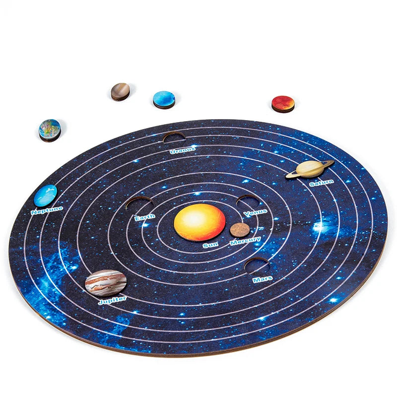 Wooden Solar System Board Montessori Astronomy Toy | Children's Learning Puzzle