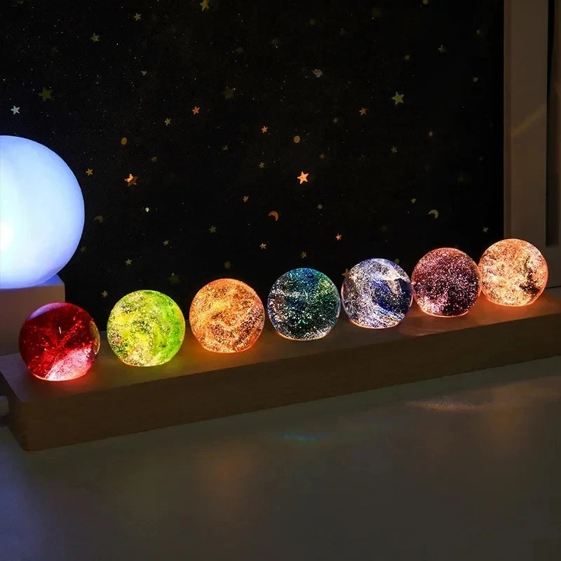 Colorful Glass Star & Planet Ball | Luminous Cosmic Home Décor