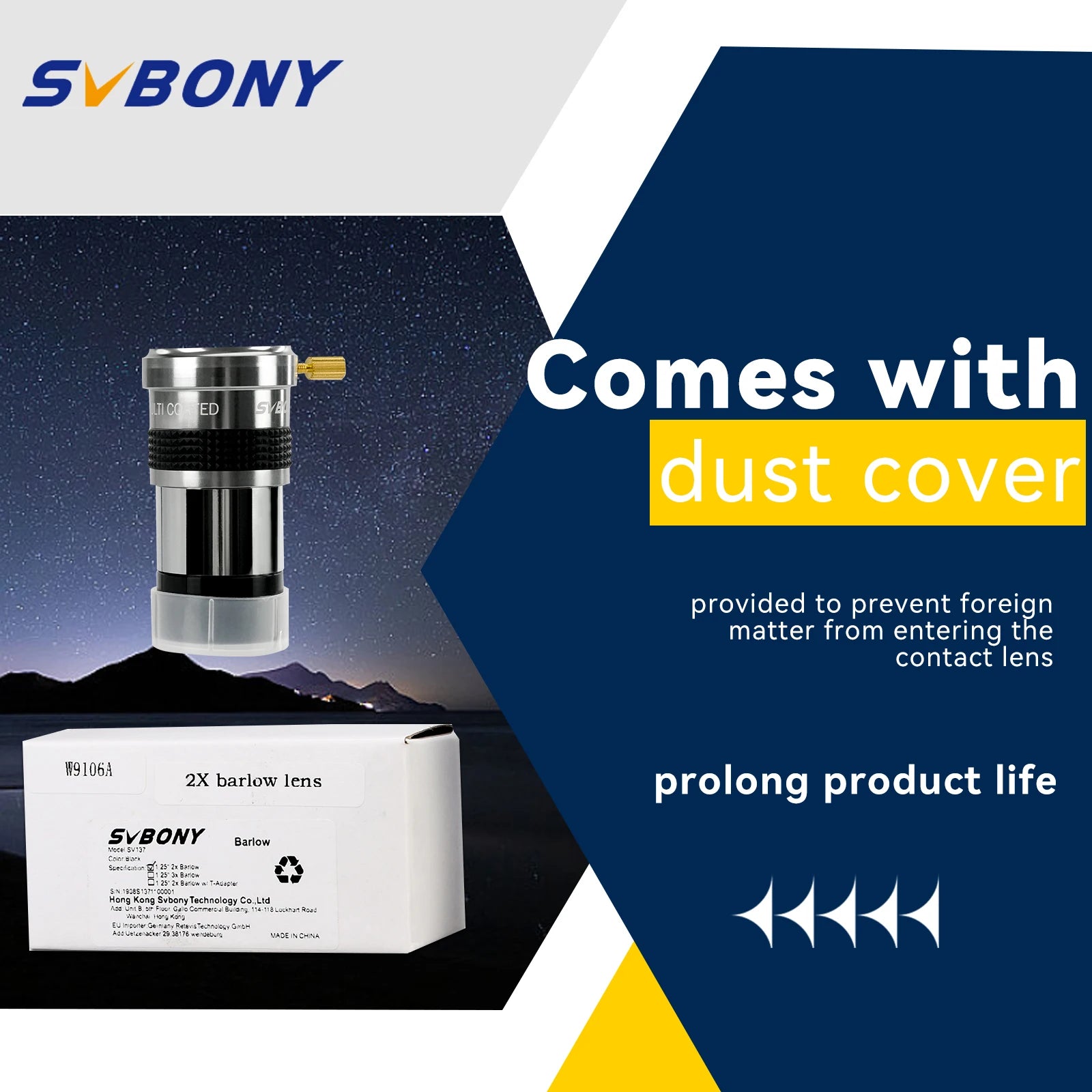 SVBONY SV137 1.25" Barlow Lens | 2X/3X Magnification