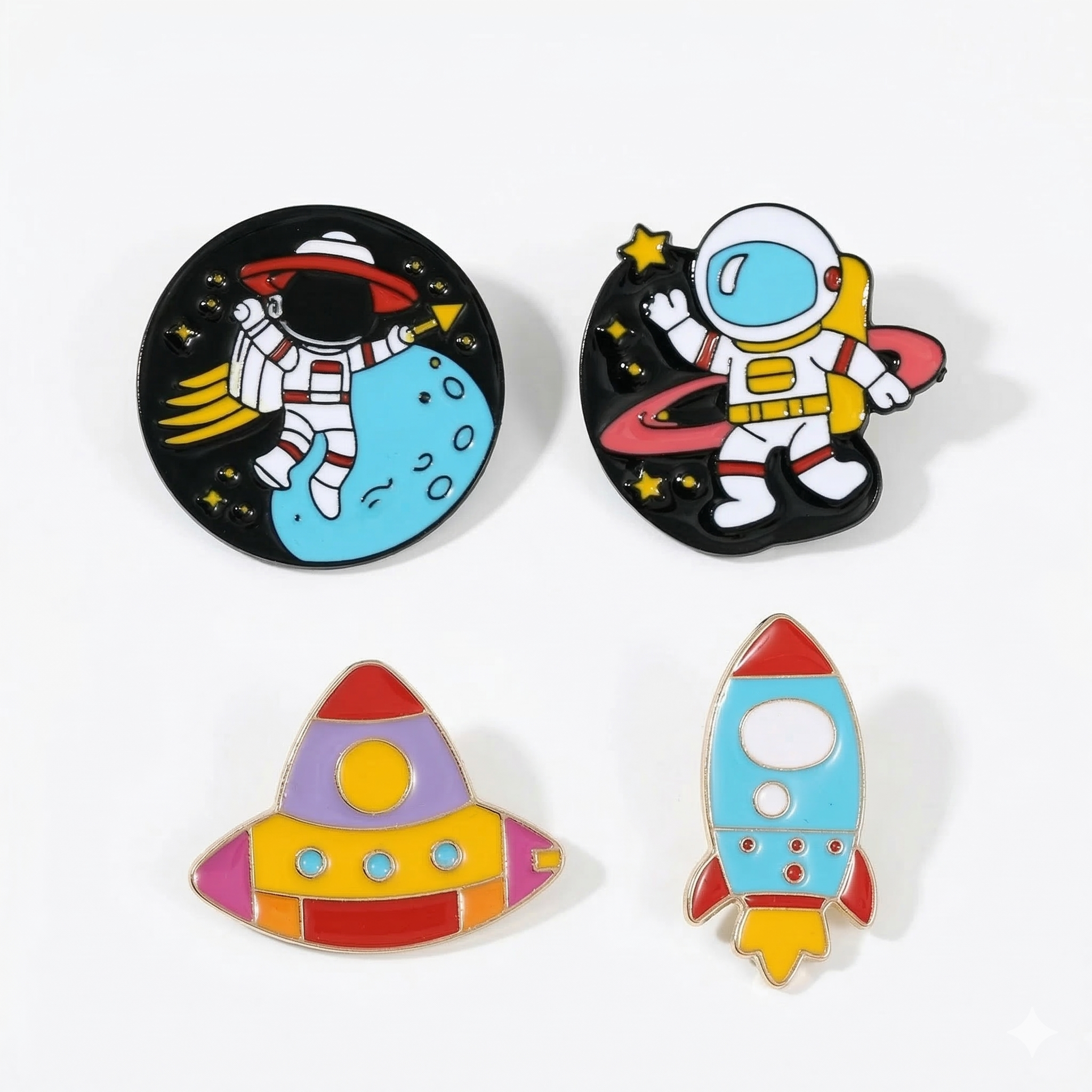 Golden Spacewalker Enamel Pin | Funny Astronaut & Rocket Ship Badge