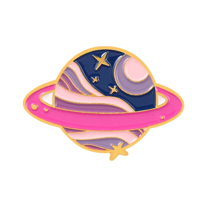 Star Sky Galaxy Enamel Pins – Romantic Cosmic Planet & Star Badges