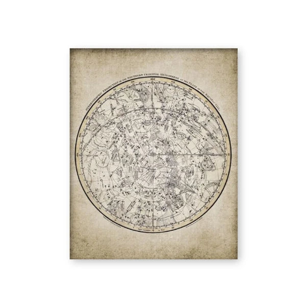 Antique Celestial Map Poster | Vintage 1822 Astronomy Drawing Canvas Painting | Retro Constellation Wall Art for Study & Living Room