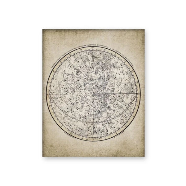 Antique Celestial Map Poster | Vintage 1822 Astronomy Drawing Canvas Painting | Retro Constellation Wall Art for Study & Living Room