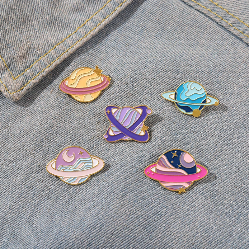 Star Sky Galaxy Enamel Pins – Romantic Cosmic Planet & Star Badges