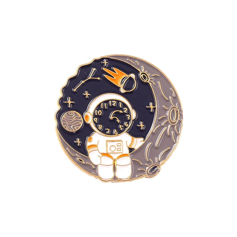 Cosmic Voyager Enamel Pin Collection | Astronaut & Galaxy Metal Brooches
