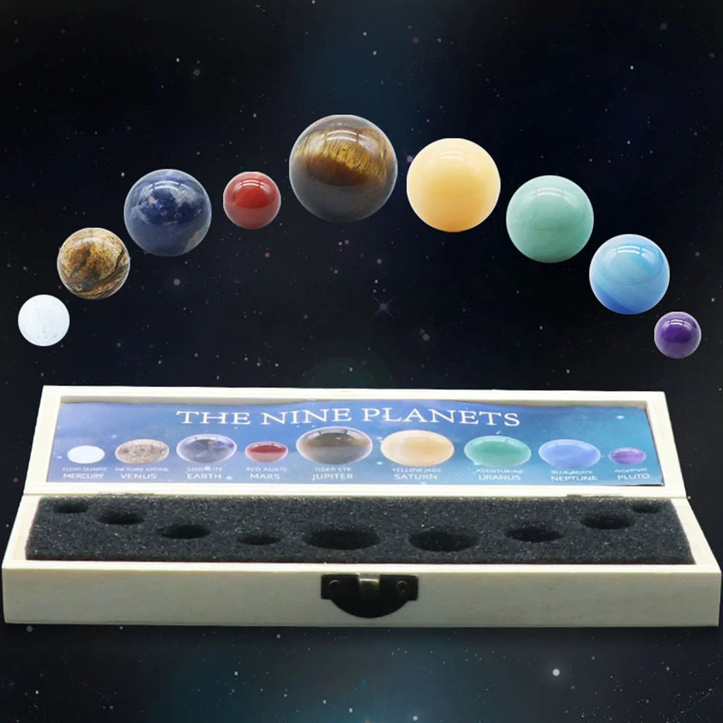 Celestial Sphere Solar System Set | 9-Piece Planetary Crystal Display