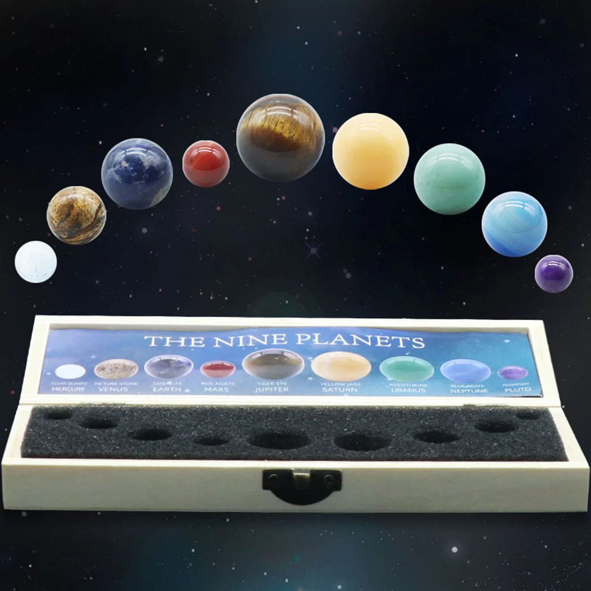 Celestial Sphere Solar System Set | 9-Piece Planetary Crystal Display
