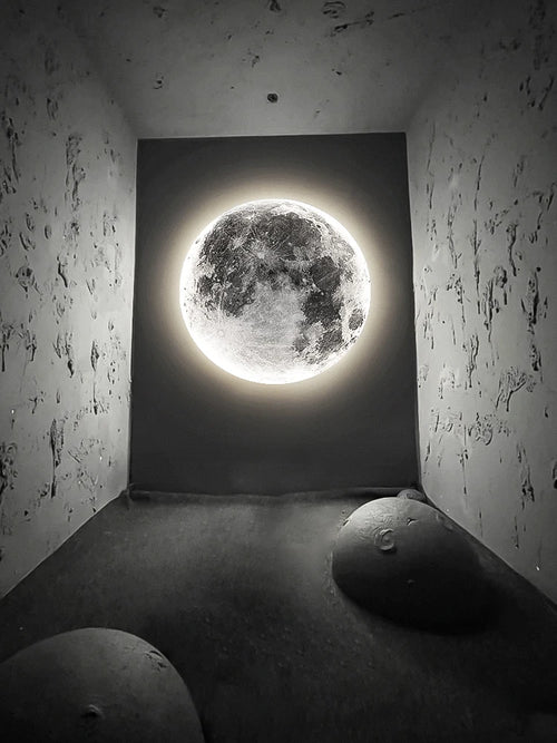 3D Moon Surface Wall Lamp | 24" LED Night Light & Modern Living Room Decor