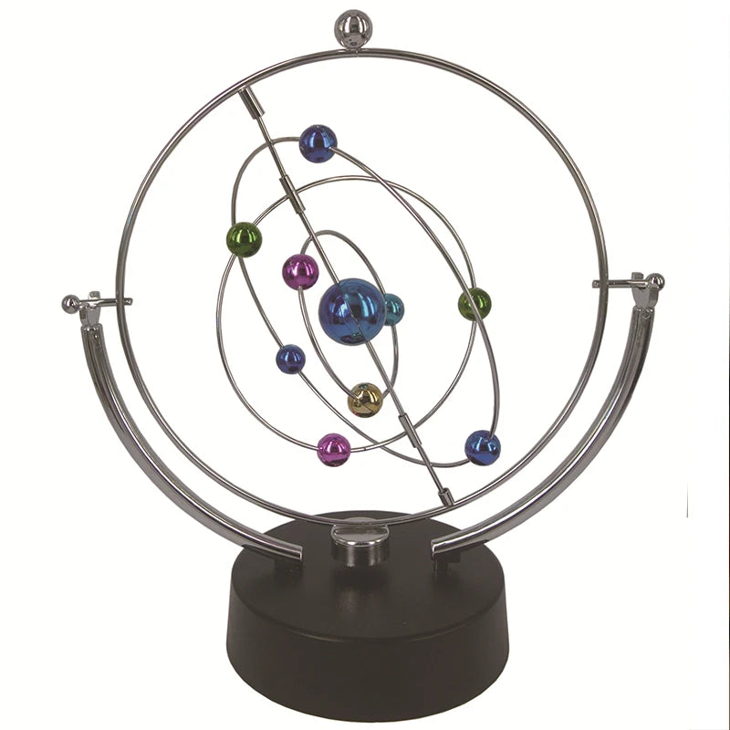 Perpetual Motion Celestial Pendulum | Silver Orbital Kinetic Desk Toy