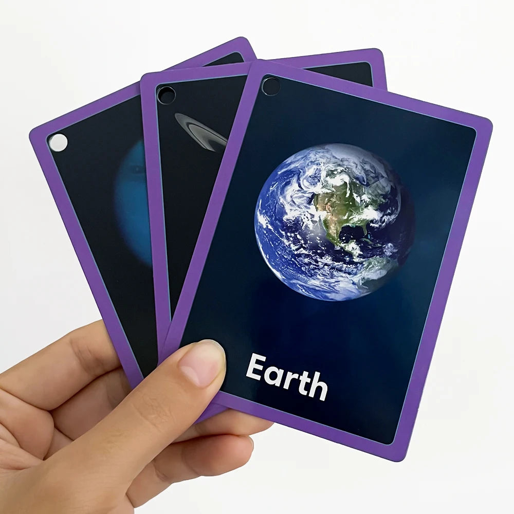 Little Astronomer’s 15-Piece Solar System Flashcard Set | Double-Sided English Learning Cards
