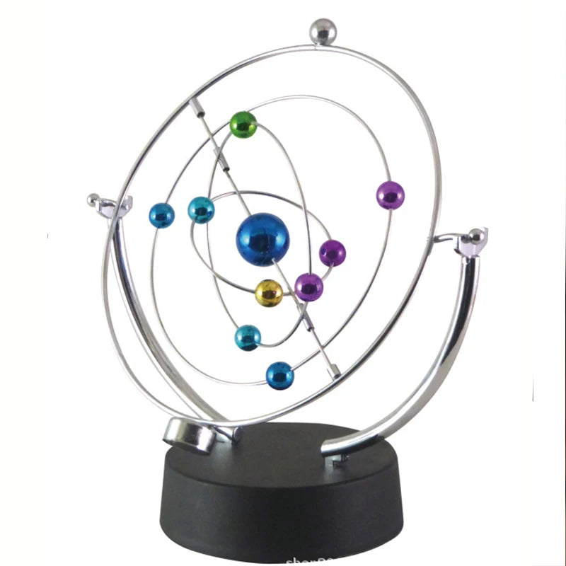 Perpetual Motion Celestial Pendulum | Silver Orbital Kinetic Desk Toy