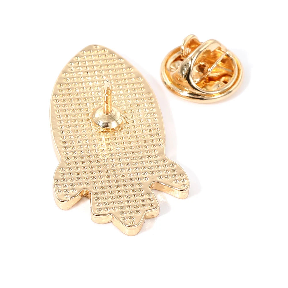 Golden Spacewalker Enamel Pin | Funny Astronaut & Rocket Ship Badge