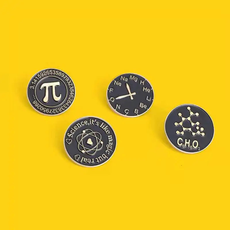 Atomic Pi Science Enamel Pins | Trendy Metal Brooches
