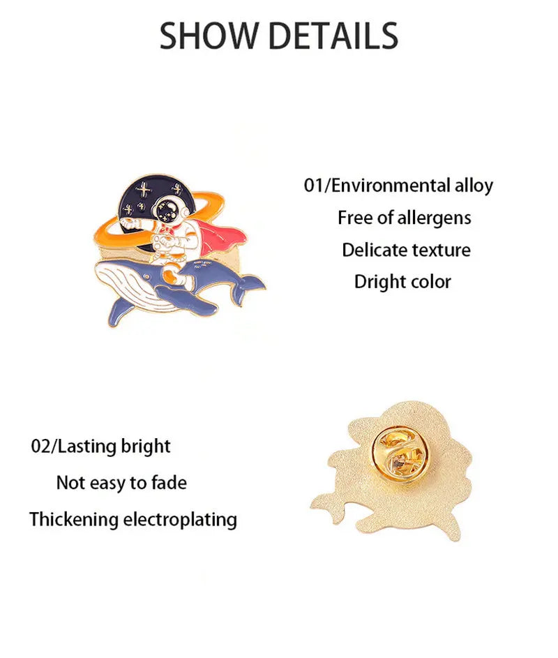 Cosmic Voyager Enamel Pin Collection | Astronaut & Galaxy Metal Brooches