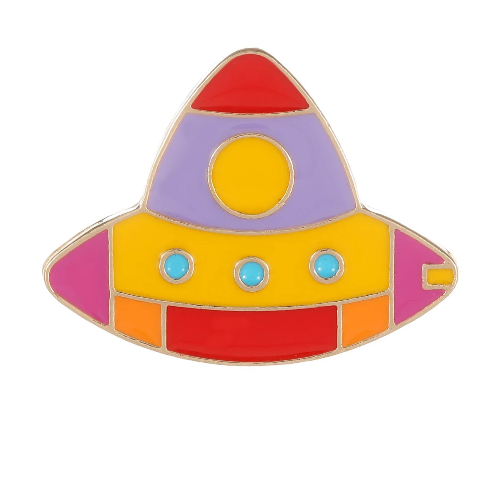 Golden Spacewalker Enamel Pin | Funny Astronaut & Rocket Ship Badge