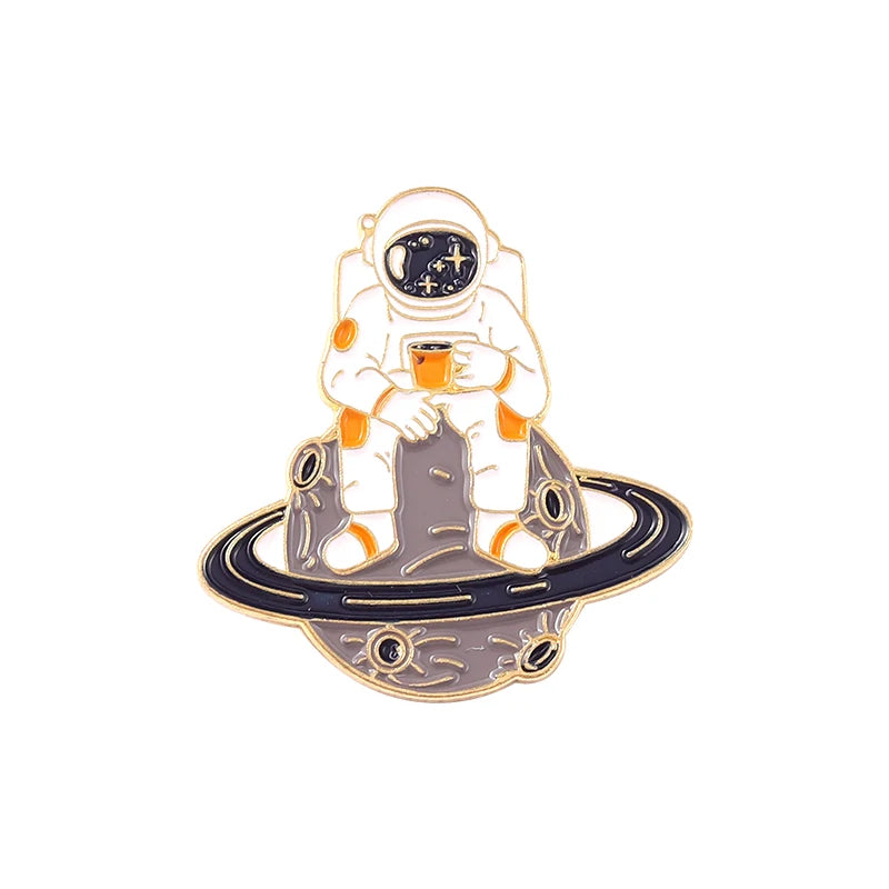 Cosmic Voyager Enamel Pin Collection | Astronaut & Galaxy Metal Brooches