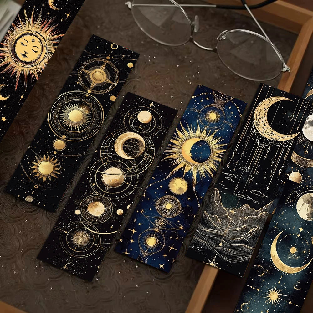 30-Piece Vintage Celestial Body Bookmark Set | Durable PVC Space Art