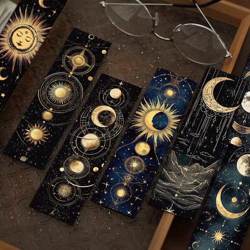 30-Piece Vintage Celestial Body Bookmark Set | Durable PVC Space Art
