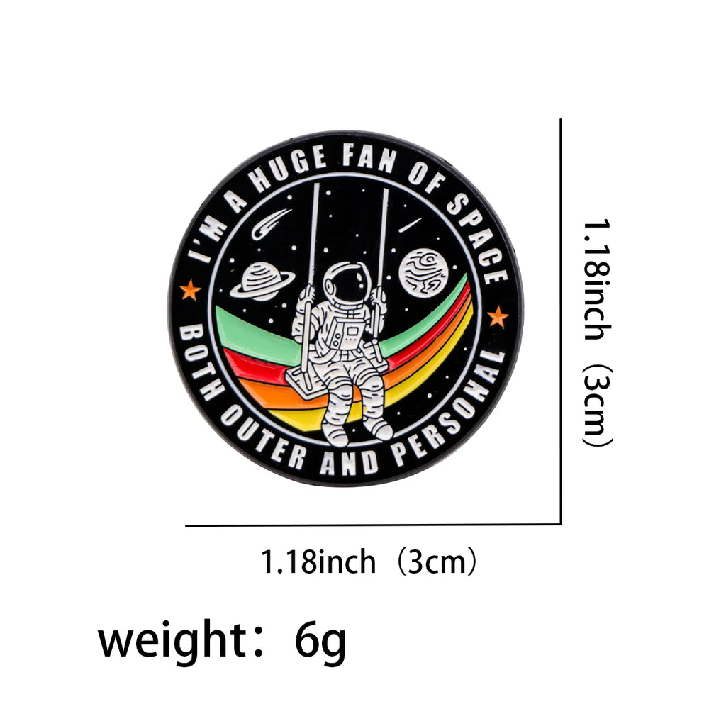 "Inspirational Astronaut" Enamel Pins | Classic Space Quote Brooches