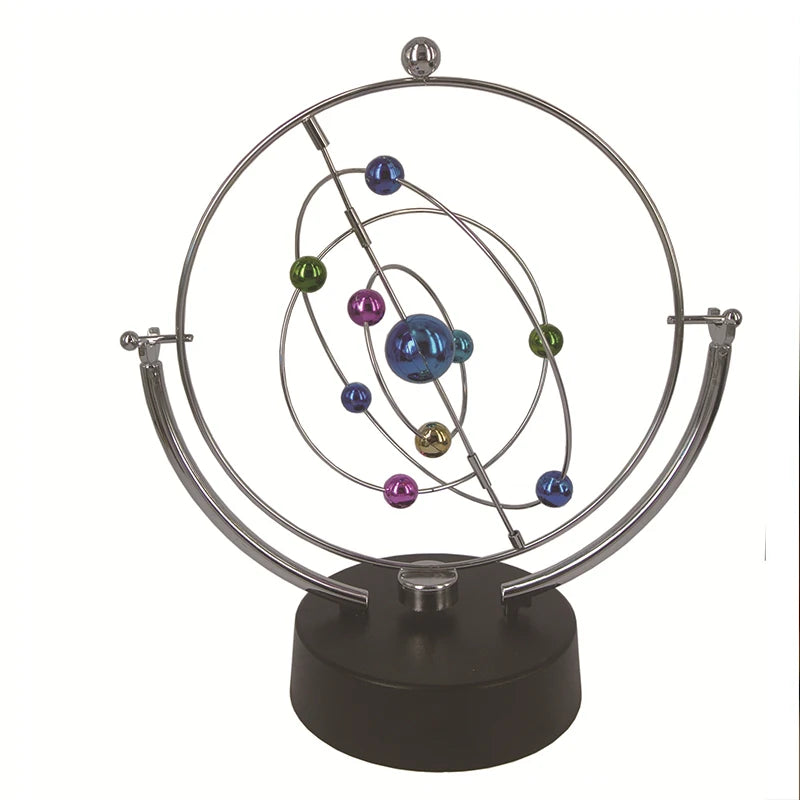 Perpetual Motion Celestial Pendulum | Silver Orbital Kinetic Desk Toy